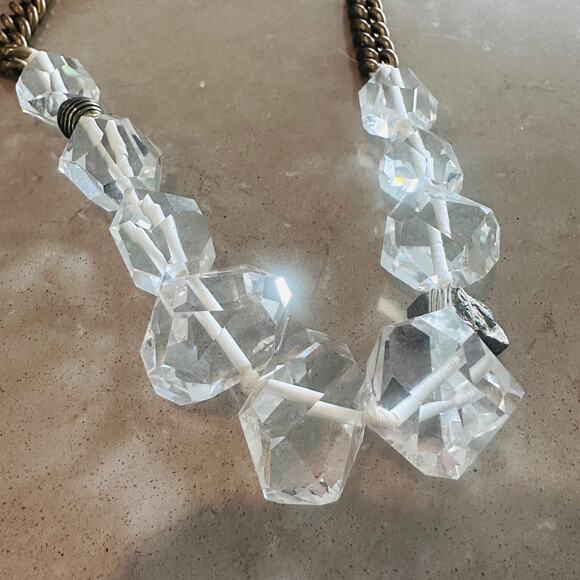 Silpada Crystal Bead Brass Chain Statement Necklace with Pyrite - Picture 6 of 8